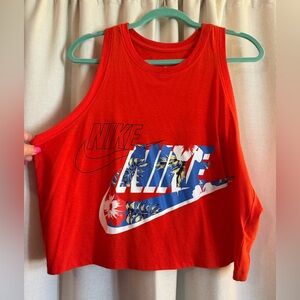 Nike Bright Red Floral Graphic Tank